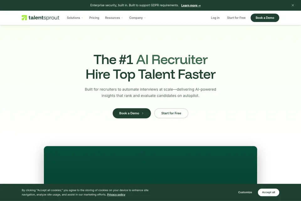 Aperçu de la landing page