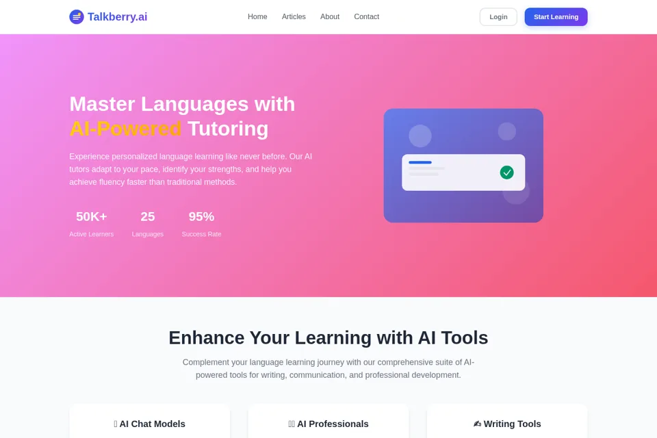 Aperçu de la landing page