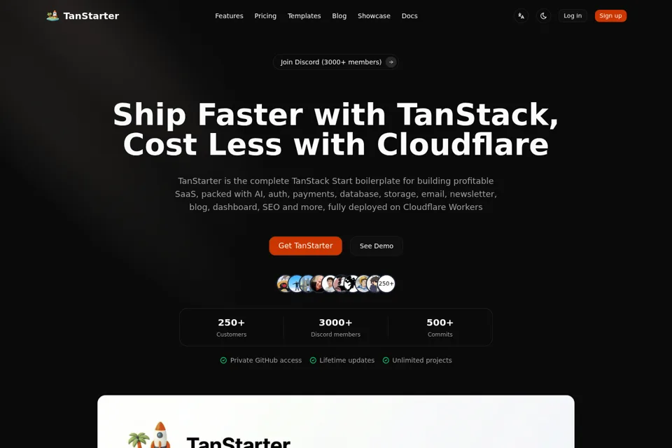 Aperçu de la landing page