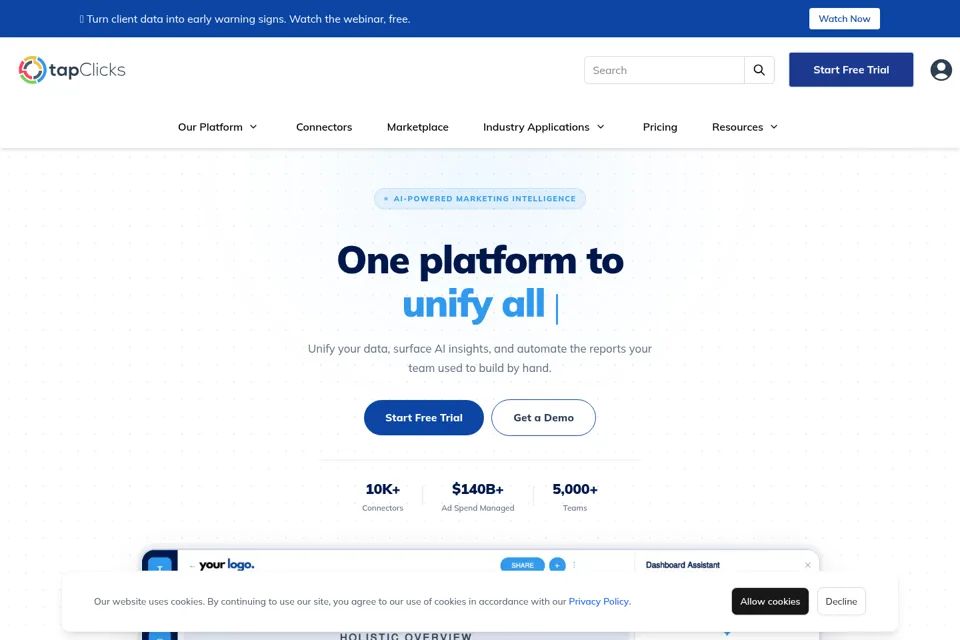 Aperçu de la landing page