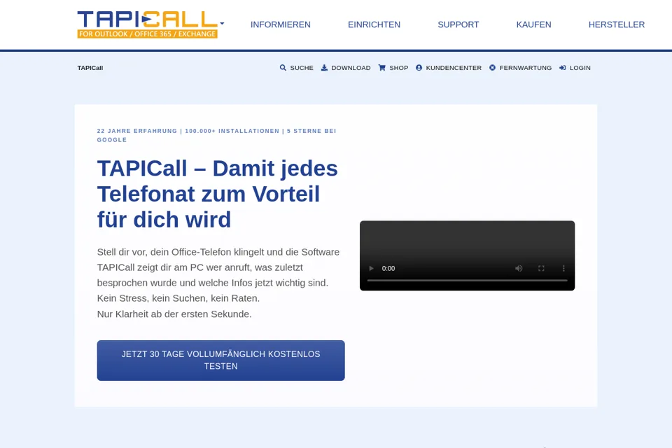 Aperçu de la landing page