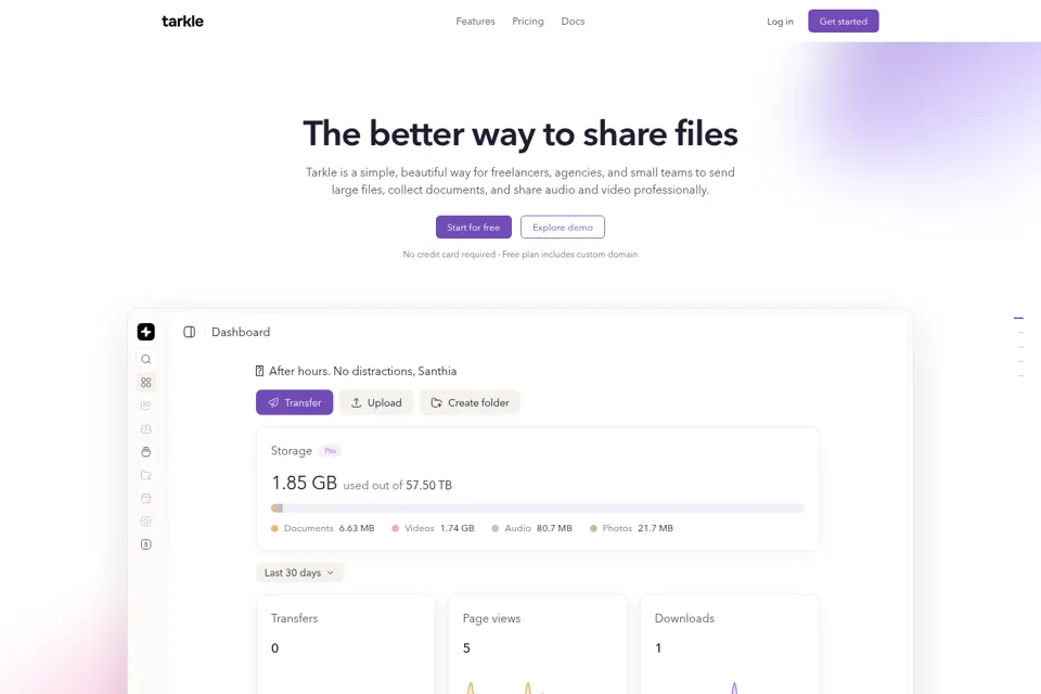 Aperçu de la landing page