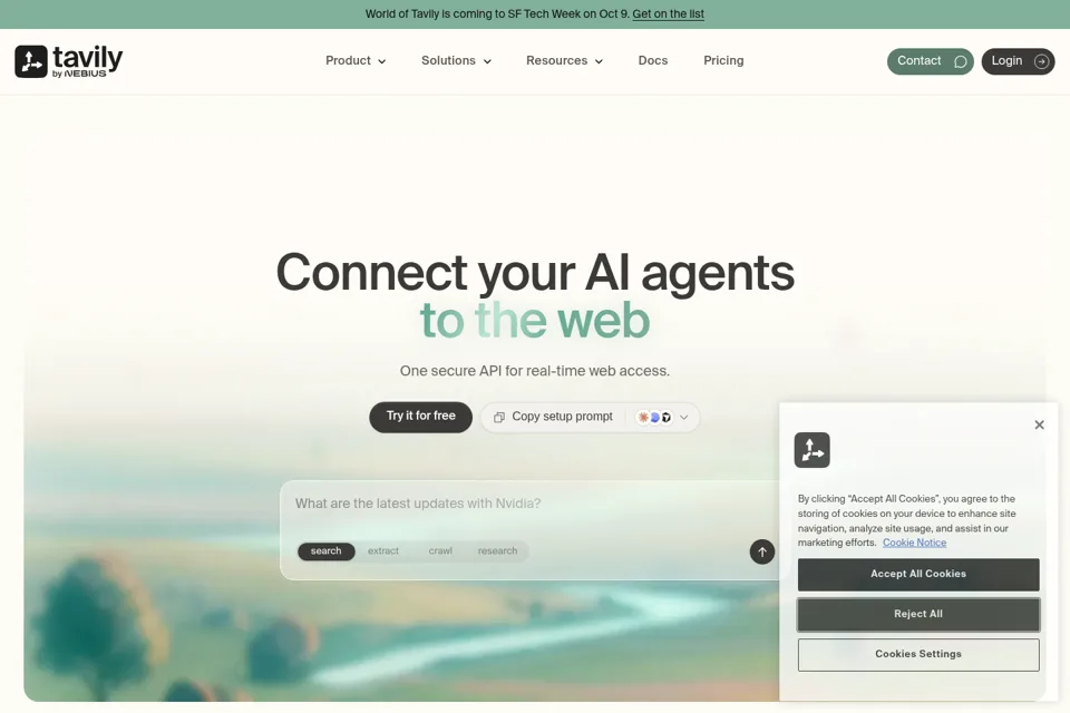Aperçu de la landing page