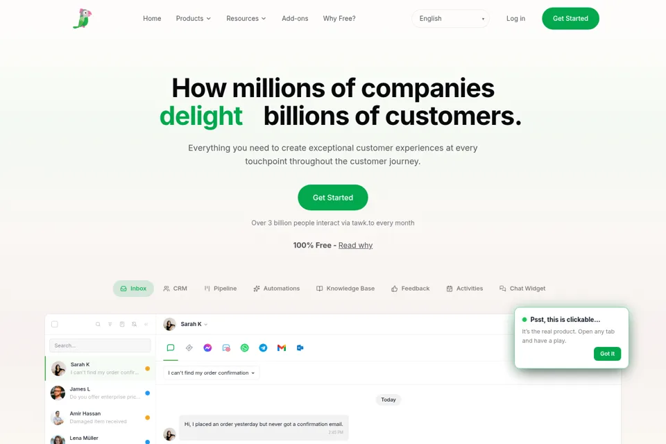 Aperçu de la landing page