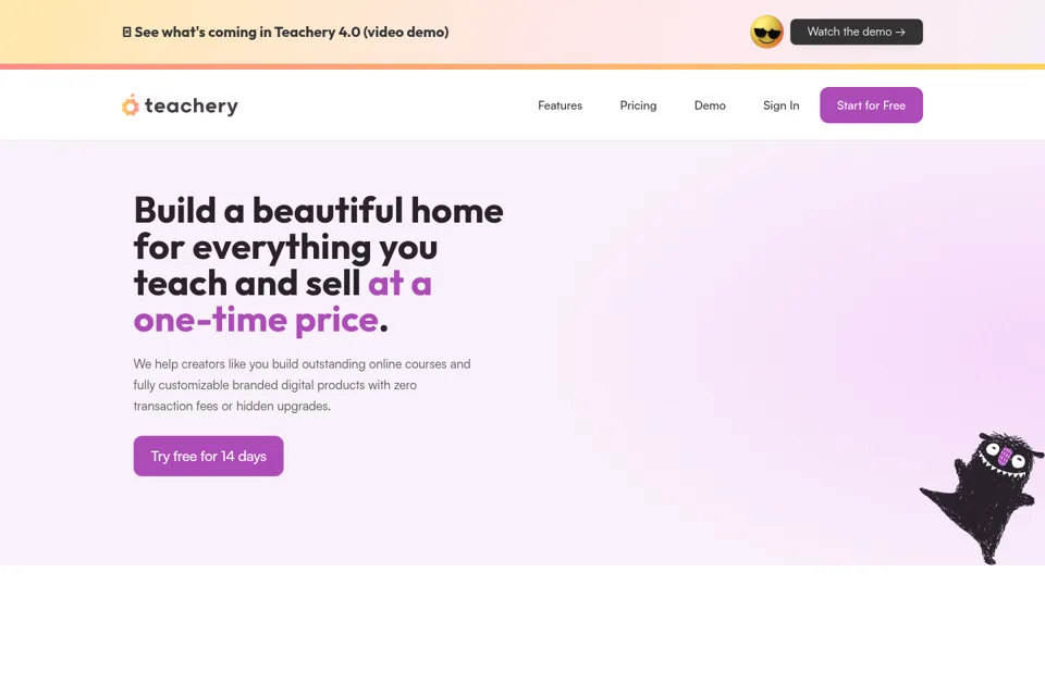Aperçu de la landing page