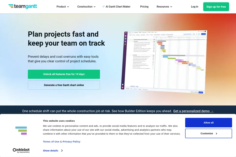 Aperçu de la landing page