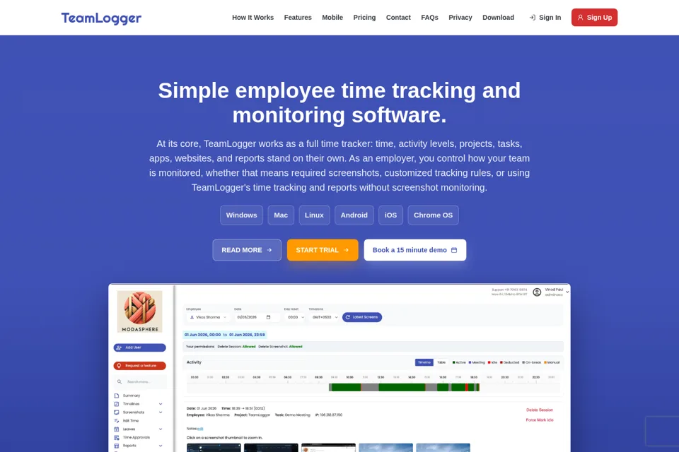 Aperçu de la landing page