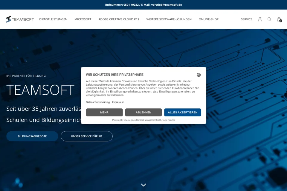 Aperçu de la landing page