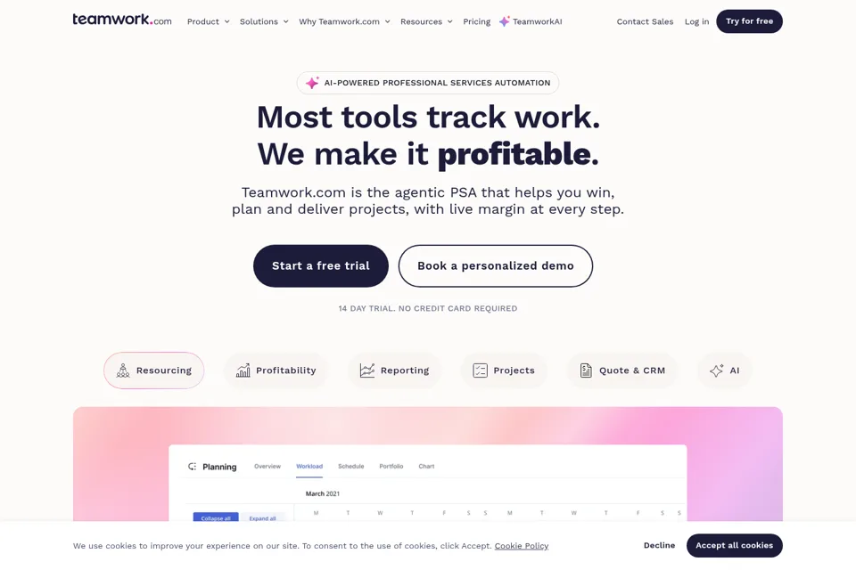 Aperçu de la landing page