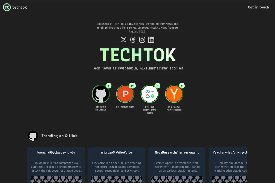 Aperçu de la landing page
