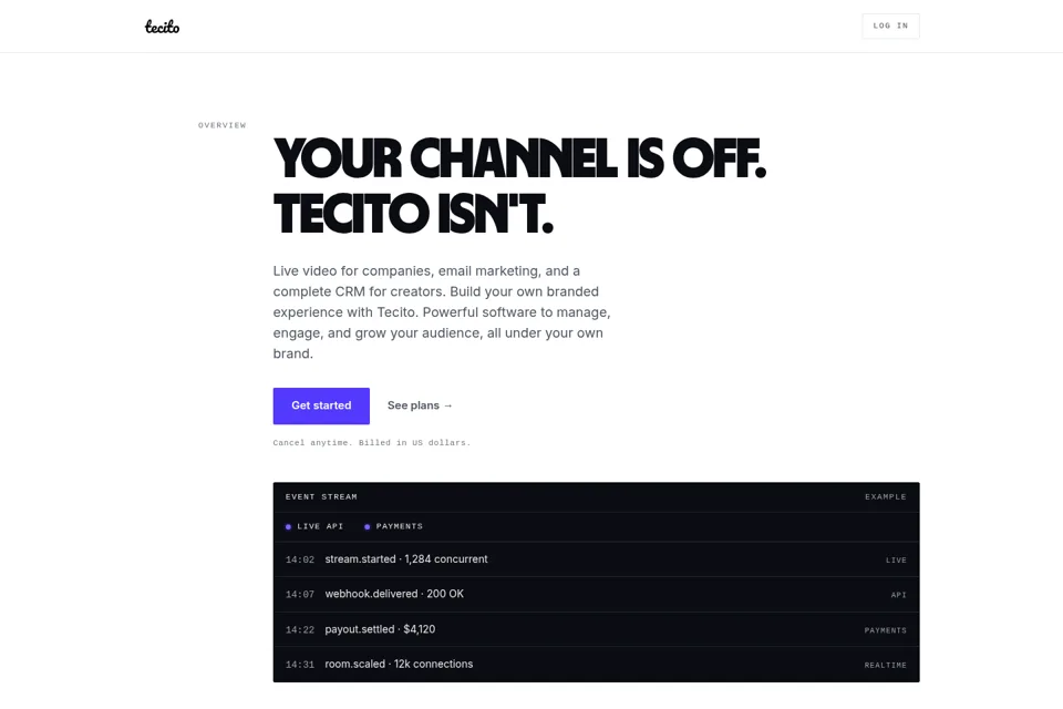 Aperçu de la landing page
