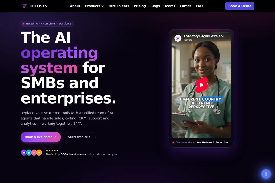 Aperçu de la landing page