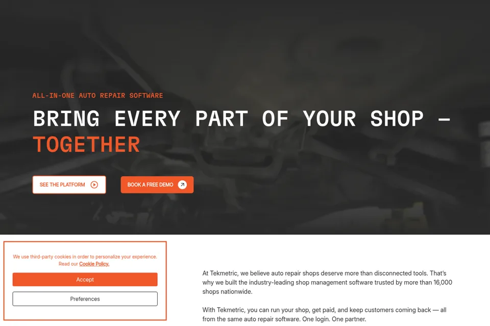 Aperçu de la landing page
