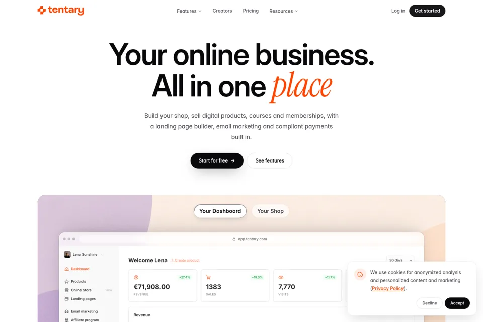 Landing page preview