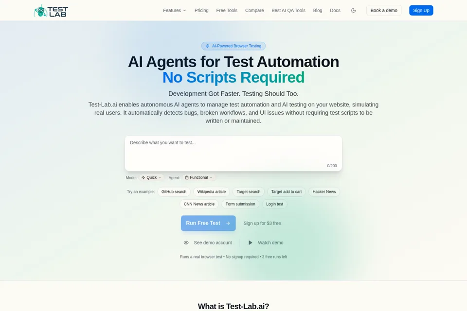 Aperçu de la landing page