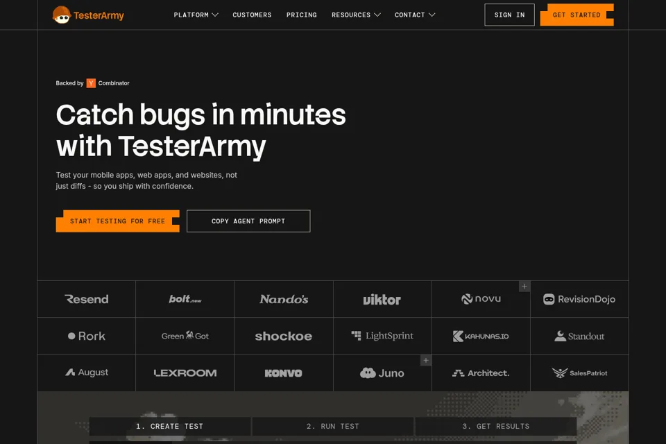 Aperçu de la landing page