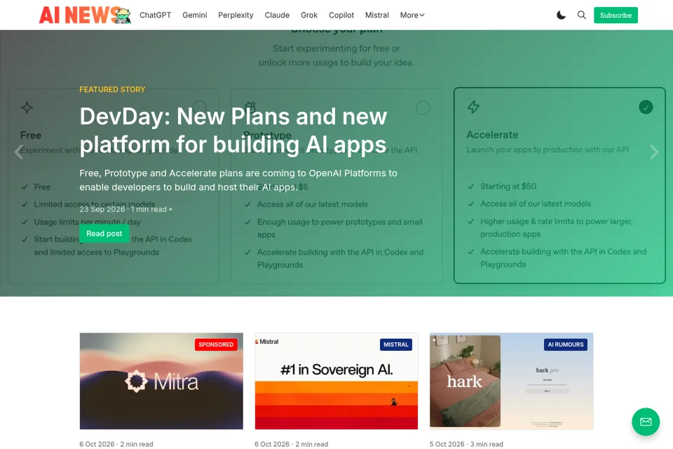 Aperçu de la landing page