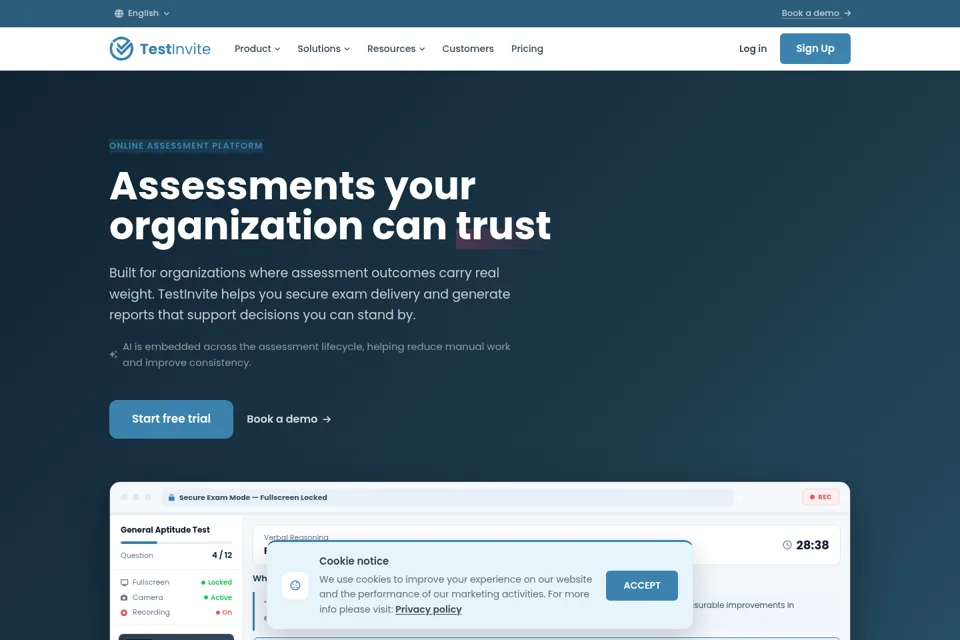 Aperçu de la landing page