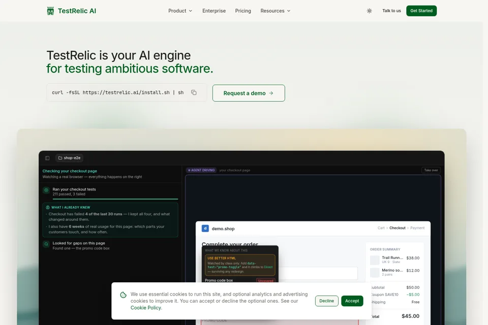 Aperçu de la landing page