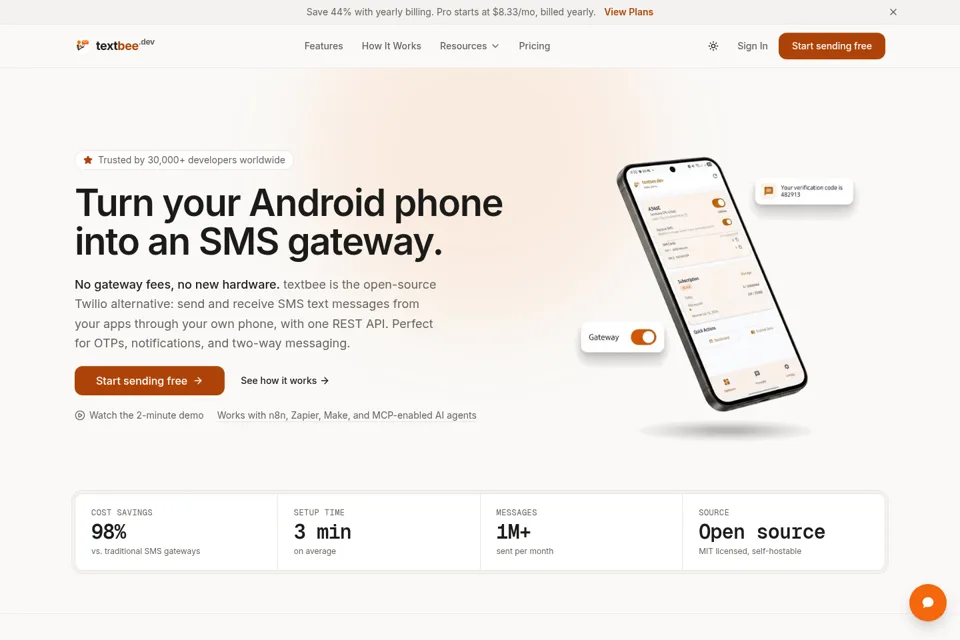 Aperçu de la landing page
