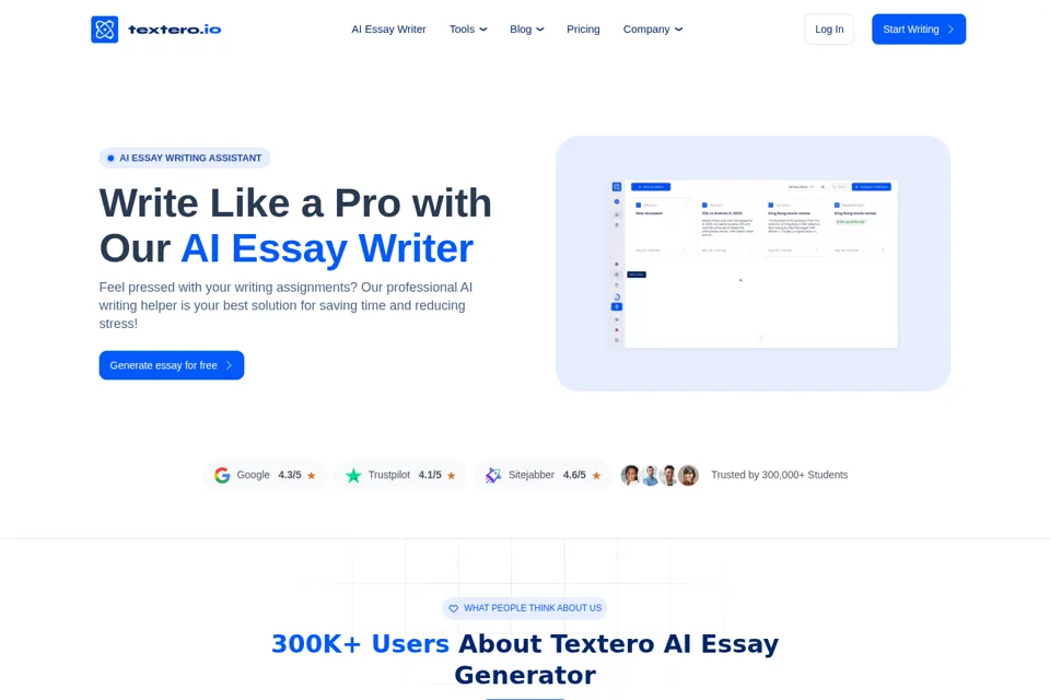 Aperçu de la landing page