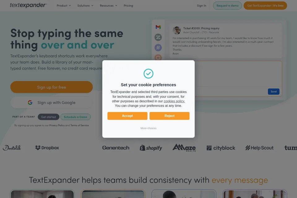 Aperçu de la landing page