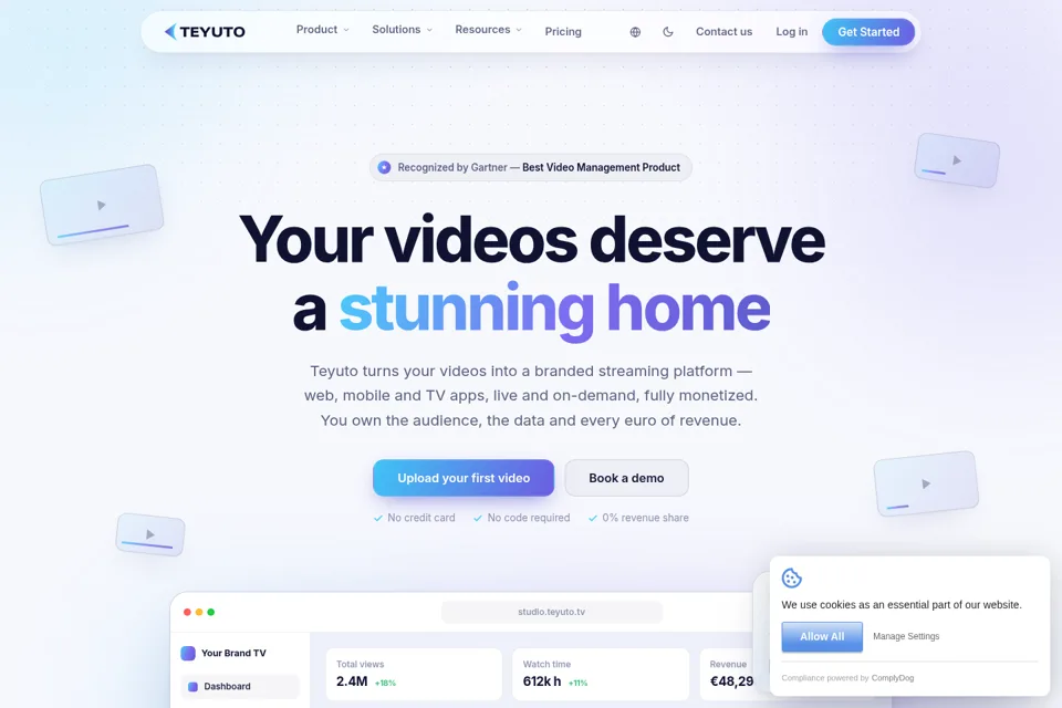 Aperçu de la landing page