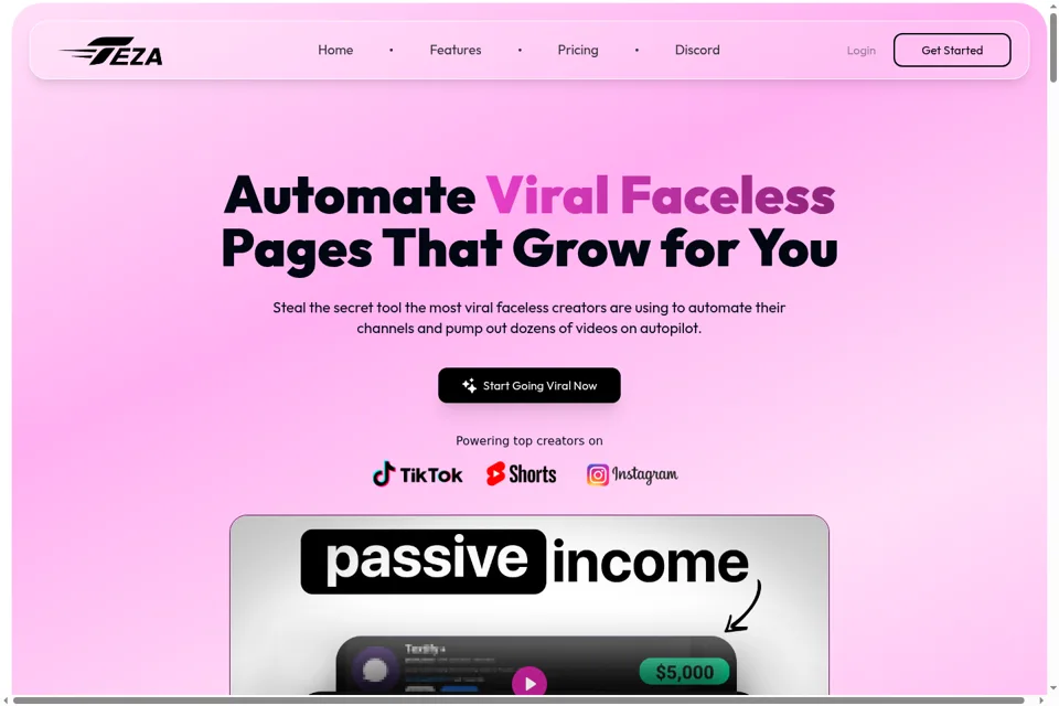 Aperçu de la landing page