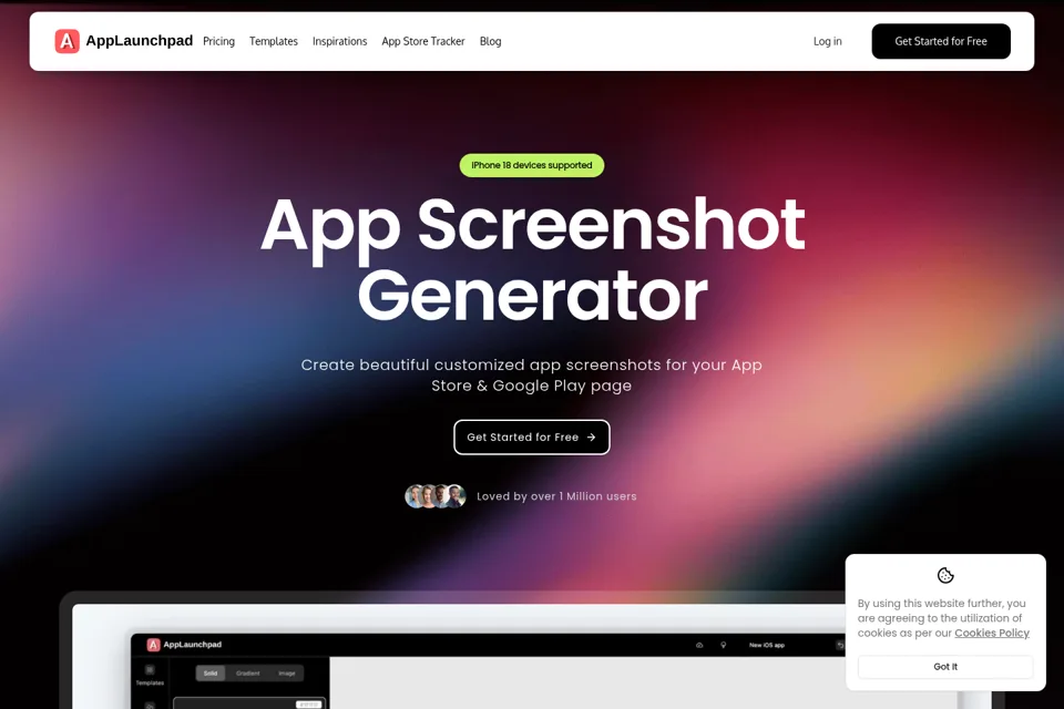 Aperçu de la landing page