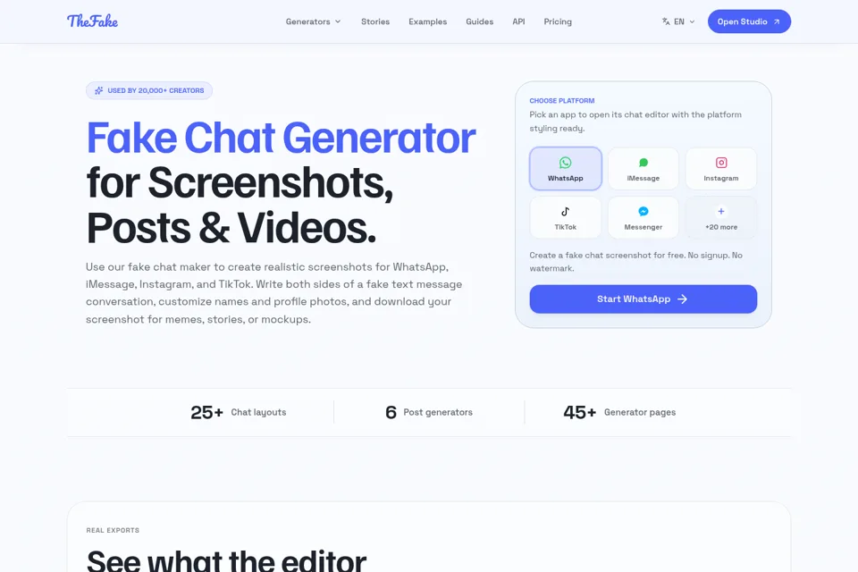 Aperçu de la landing page