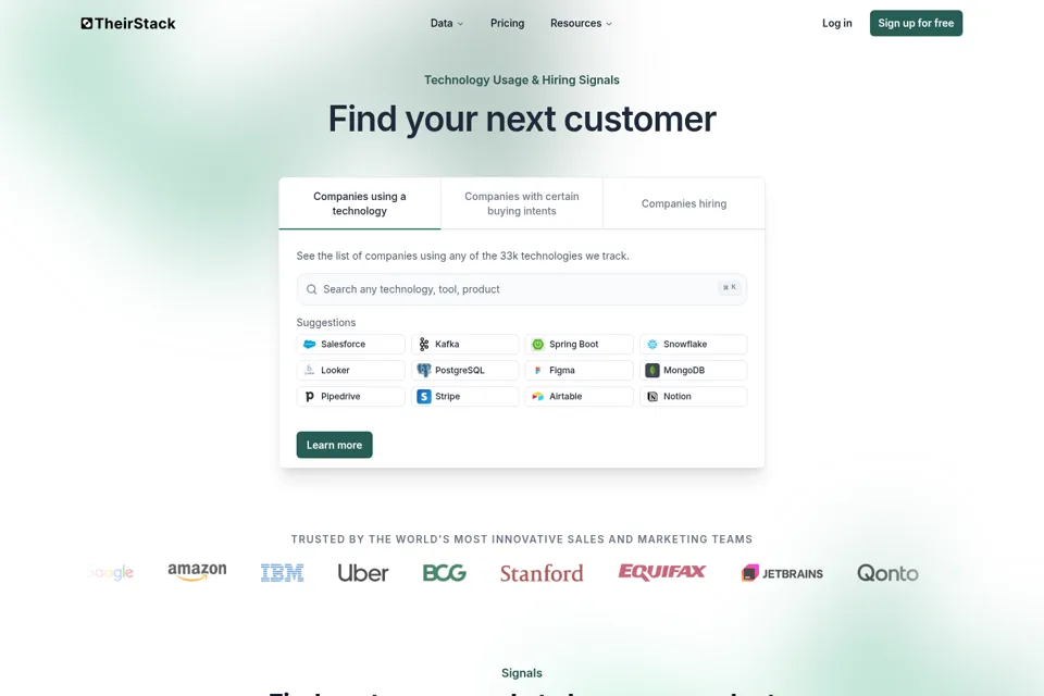 Aperçu de la landing page