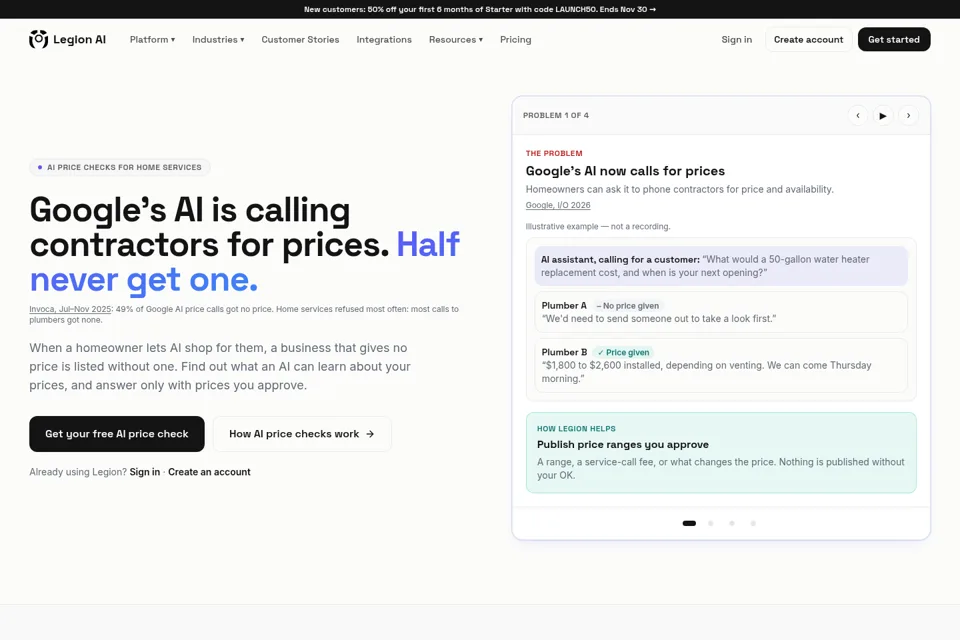 Aperçu de la landing page