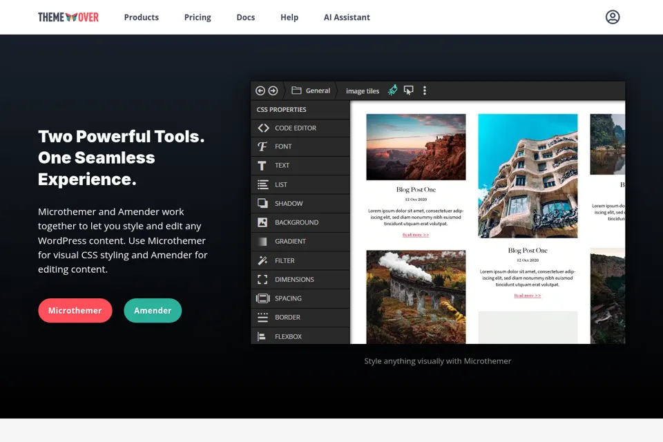 Aperçu de la landing page