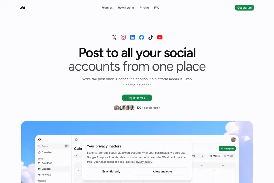 Aperçu de la landing page