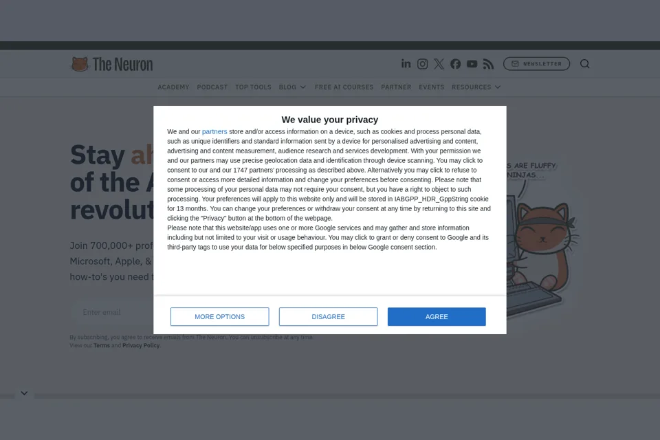 Aperçu de la landing page