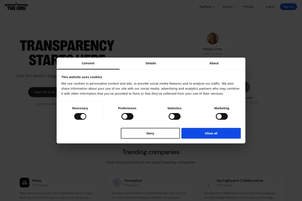 Aperçu de la landing page