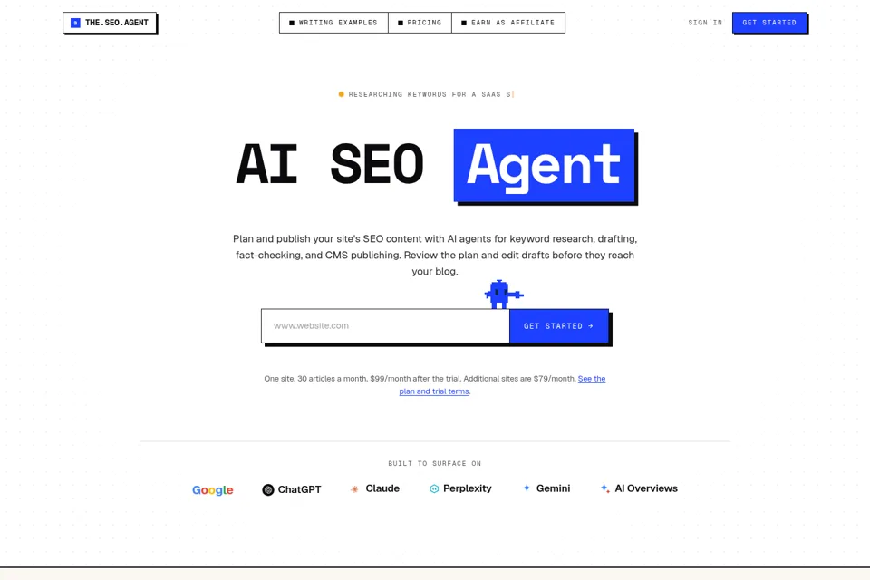 Aperçu de la landing page