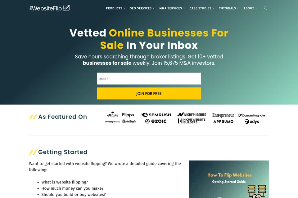 Aperçu de la landing page