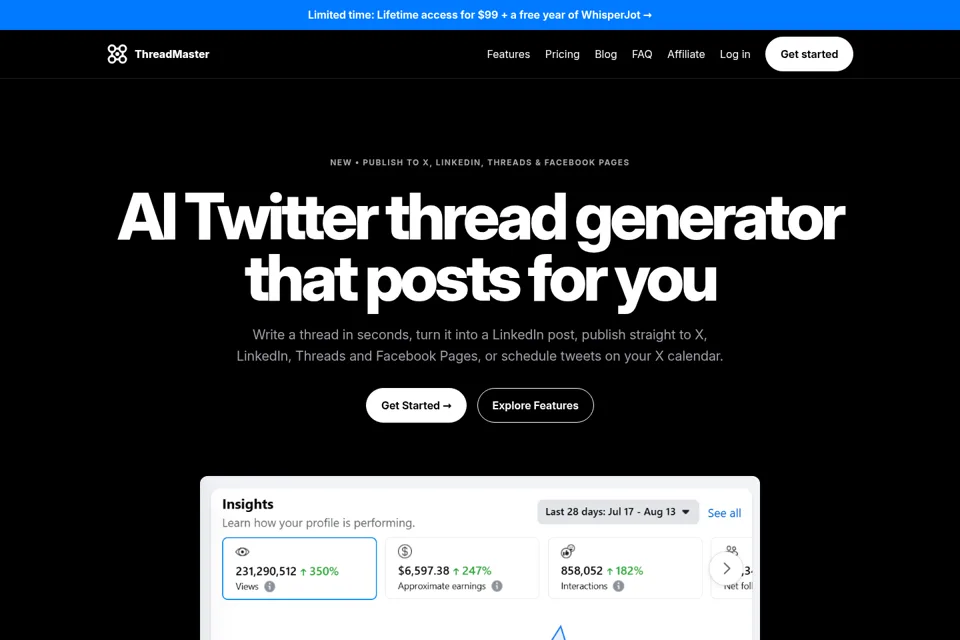Aperçu de la landing page