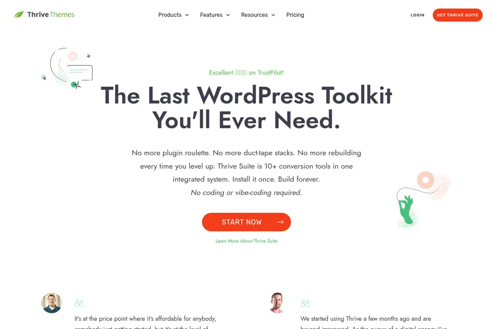 Aperçu de la landing page