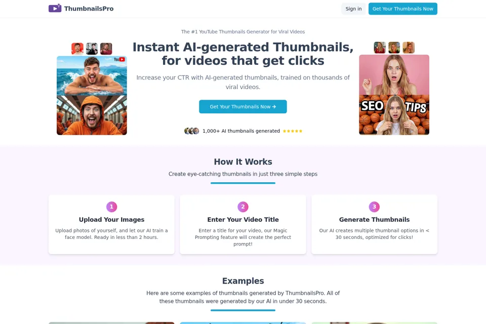 Aperçu de la landing page