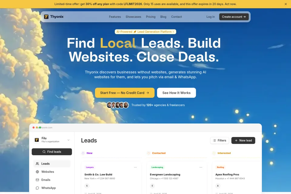 Aperçu de la landing page