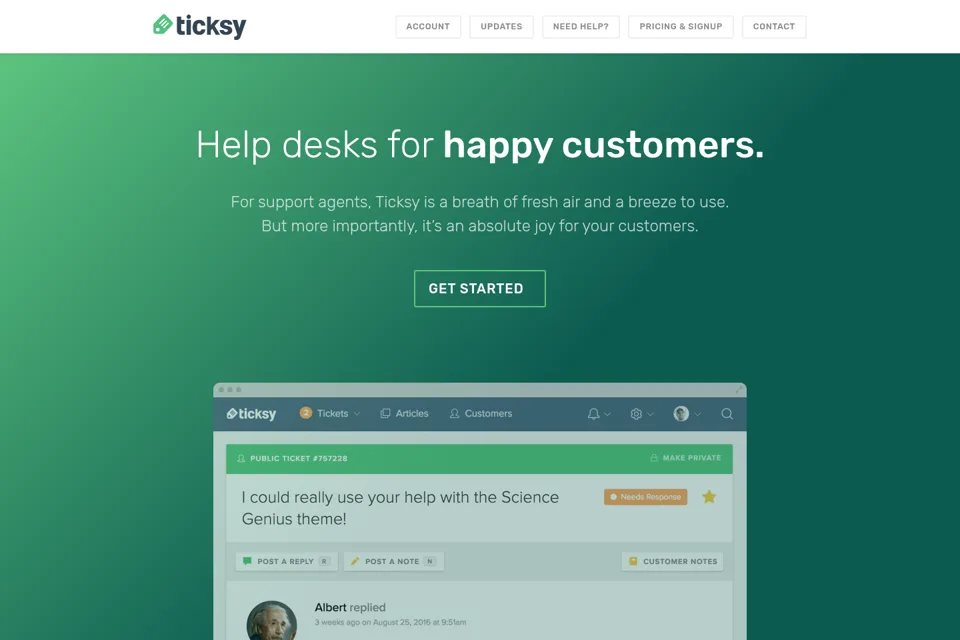 Aperçu de la landing page