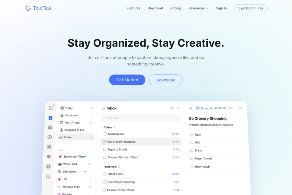 Aperçu de la landing page
