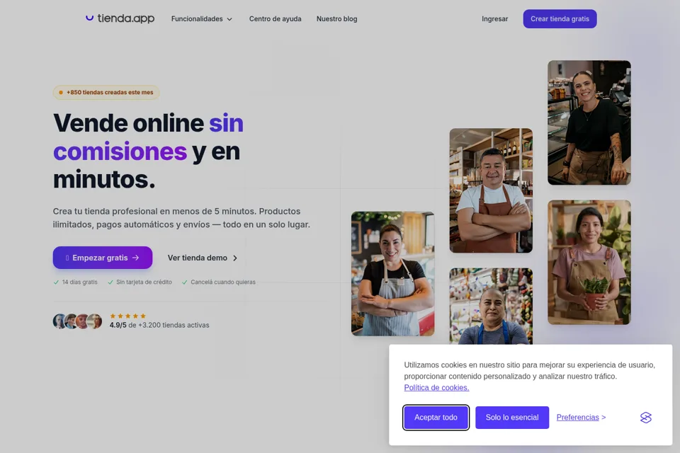 Aperçu de la landing page