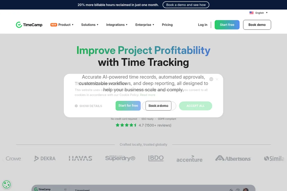 Aperçu de la landing page