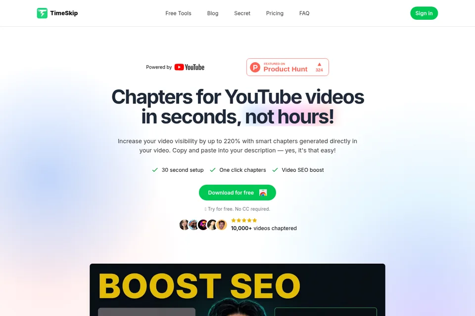 Aperçu de la landing page