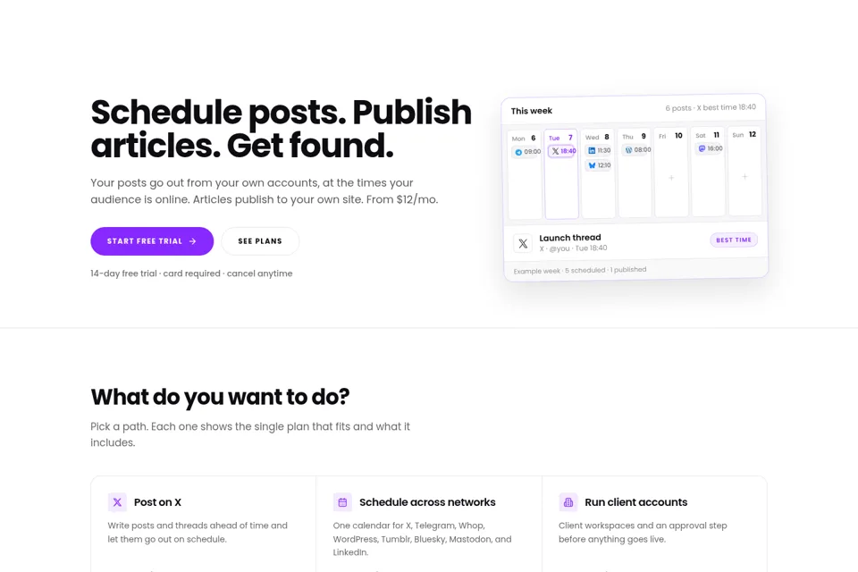 Aperçu de la landing page