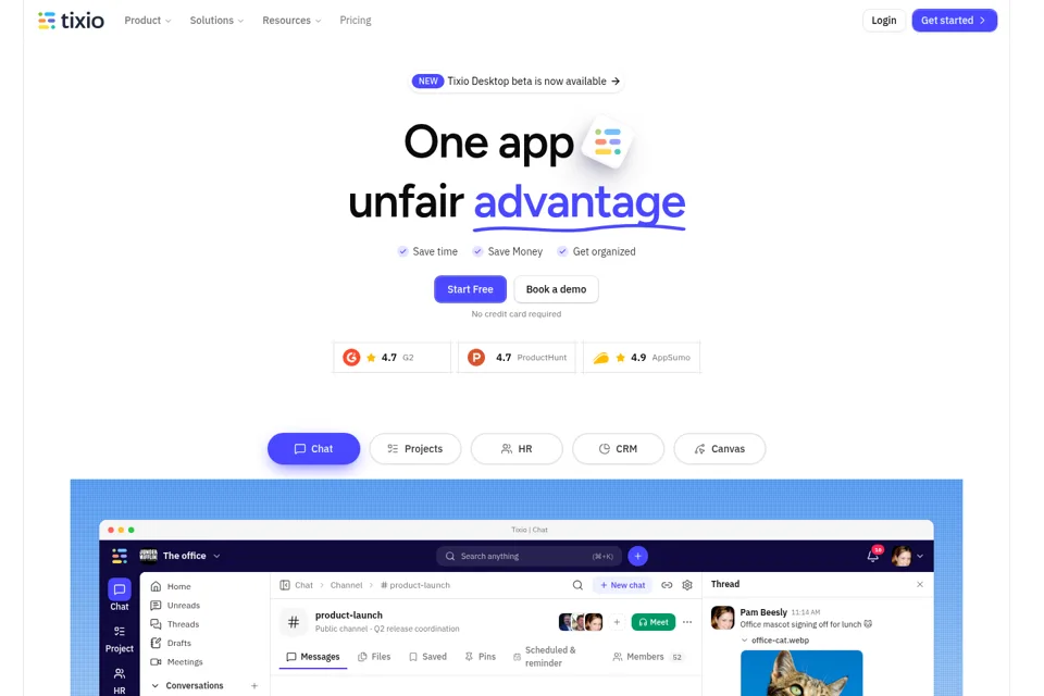 Aperçu de la landing page