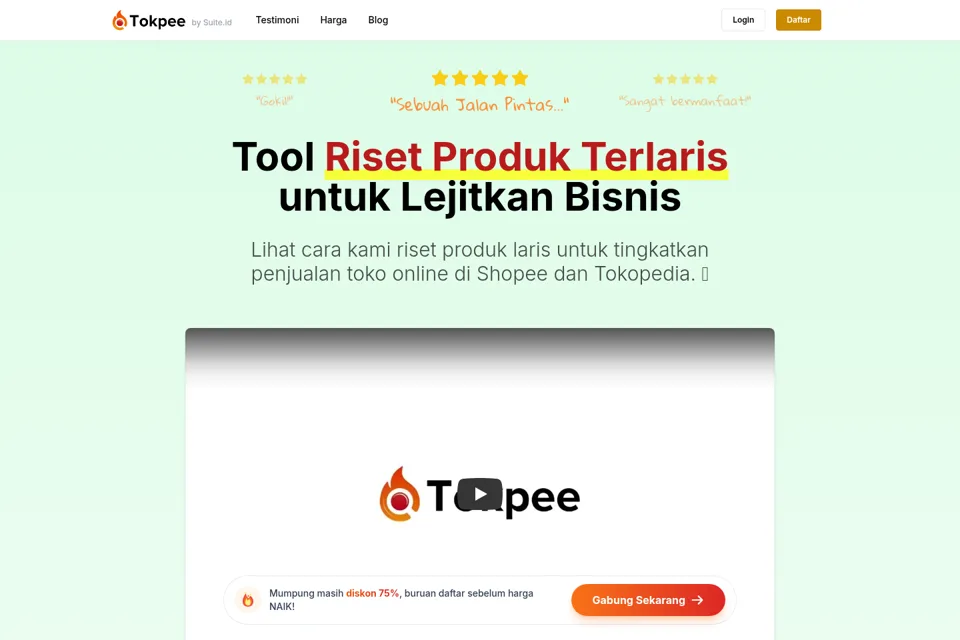 Aperçu de la landing page